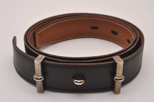 Authentic HERMES Api 2 Leather Reversible Belt Size 90cm 35.4" Black Brown 9528I