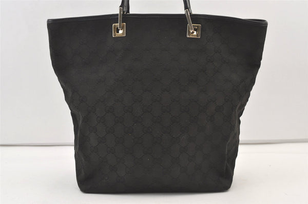 Authentic GUCCI Vintage Shoulder Tote Bag GG Canvas Leather 0021098 Black 9528J