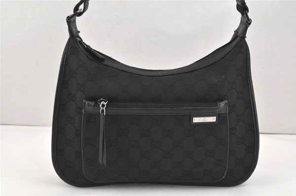 Authentic GUCCI Vintage Shoulder Bag GG Canvas Leather 0014198 Black 9530J