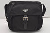 Authentic PRADA VELA Nylon Tessuto Leather Shoulder Cross Bag B8994 Black 9531I