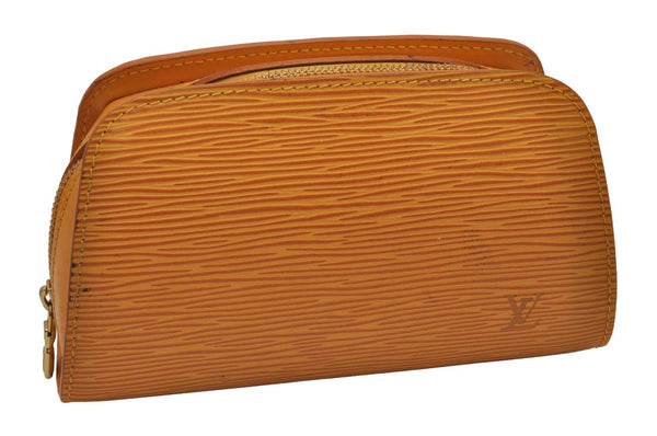 Authentic Louis Vuitton Epi Dauphine Cosmetic Pouch Yellow M48449 LV Junk 9536I