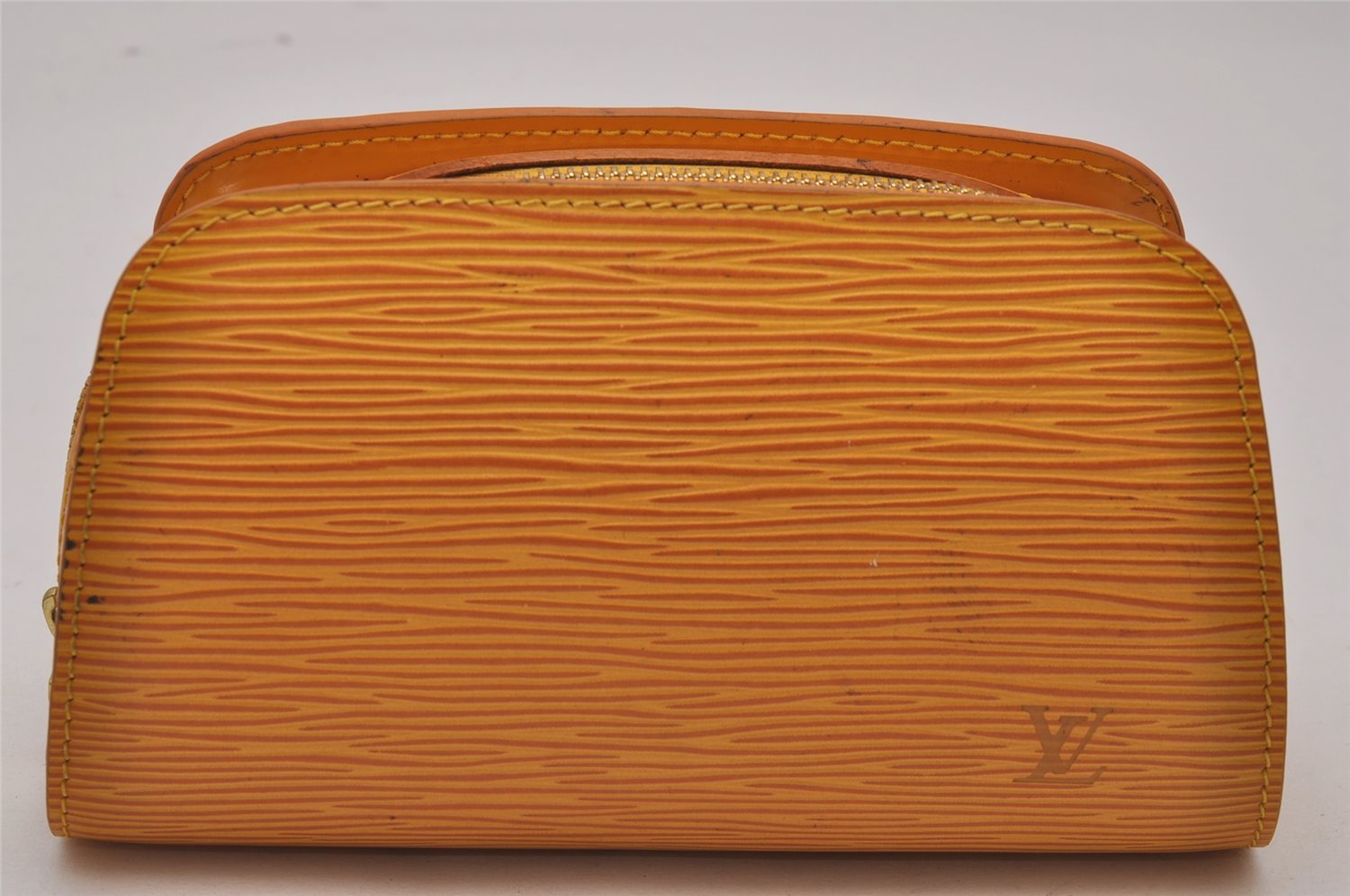 Authentic Louis Vuitton Epi Dauphine Cosmetic Pouch Yellow M48449 LV Junk 9536I