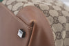 Authentic GUCCI Vintage Web Sherry Line Tote Bag GG Canvas Leather Brown 9536J