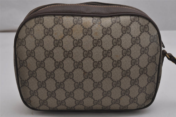 Authentic GUCCI Web Sherry Line Clutch Hand Bag GG PVC Leather Brown Junk 9537J
