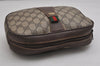 Authentic GUCCI Web Sherry Line Clutch Hand Bag GG PVC Leather Brown Junk 9537J