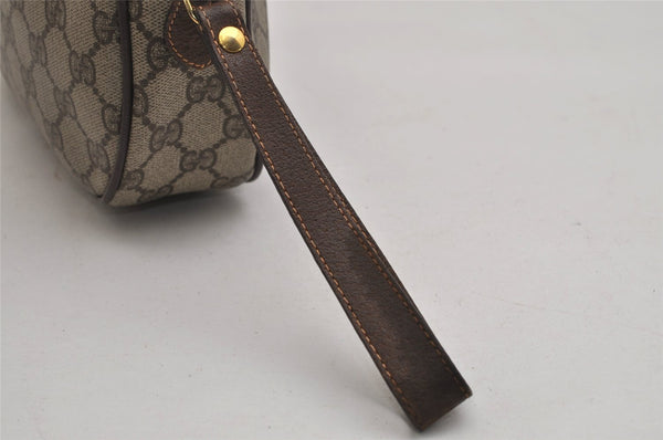 Authentic GUCCI Web Sherry Line Clutch Hand Bag GG PVC Leather Brown Junk 9537J