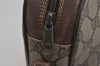 Authentic GUCCI Web Sherry Line Clutch Hand Bag GG PVC Leather Brown Junk 9537J