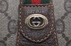 Authentic GUCCI Web Sherry Line Clutch Hand Bag GG PVC Leather Brown Junk 9537J
