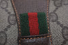 Authentic GUCCI Web Sherry Line Clutch Hand Bag GG PVC Leather Brown Junk 9537J