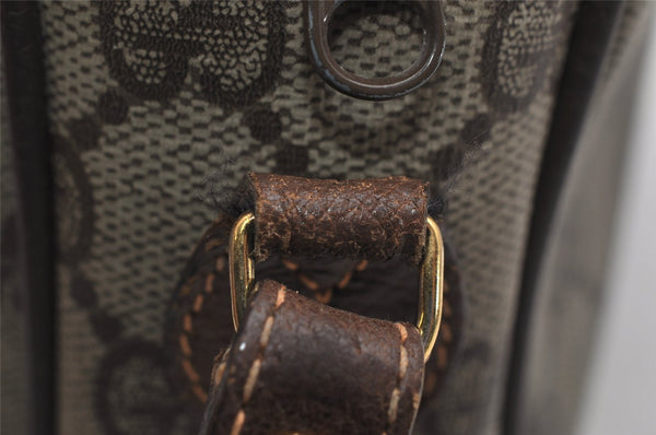 Authentic GUCCI Web Sherry Line Clutch Hand Bag GG PVC Leather Brown Junk 9537J