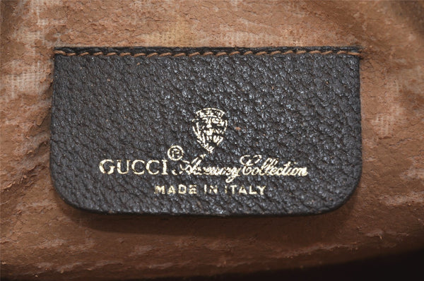 Authentic GUCCI Web Sherry Line Clutch Hand Bag GG PVC Leather Brown Junk 9537J
