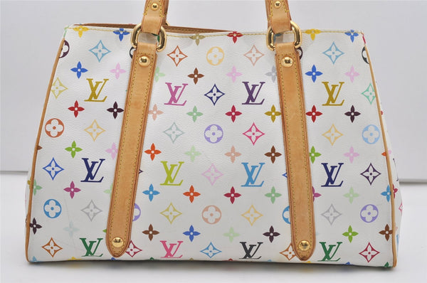 Auth Louis Vuitton Multicolor Aurelia MM White Shoulder Tote Bag M40094 LV 9538I