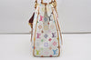 Auth Louis Vuitton Multicolor Aurelia MM White Shoulder Tote Bag M40094 LV 9538I