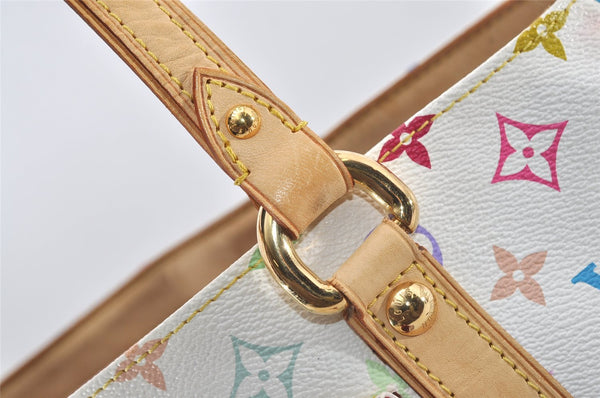 Auth Louis Vuitton Multicolor Aurelia MM White Shoulder Tote Bag M40094 LV 9538I