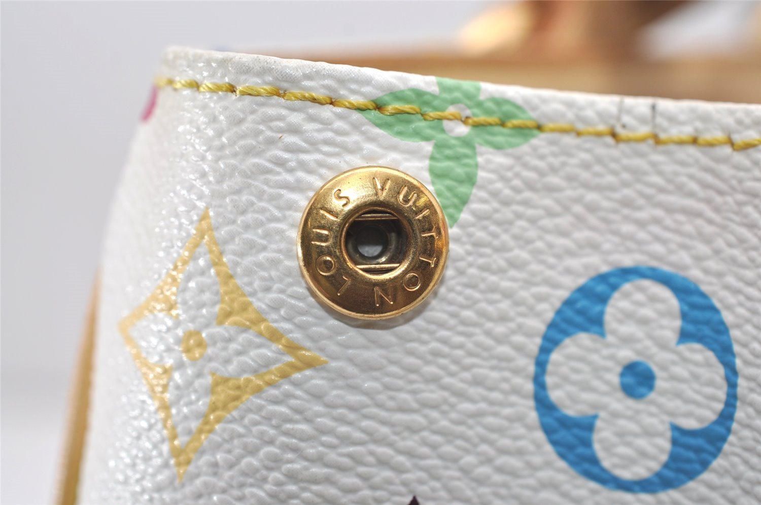 Auth Louis Vuitton Multicolor Aurelia MM White Shoulder Tote Bag M40094 LV 9538I