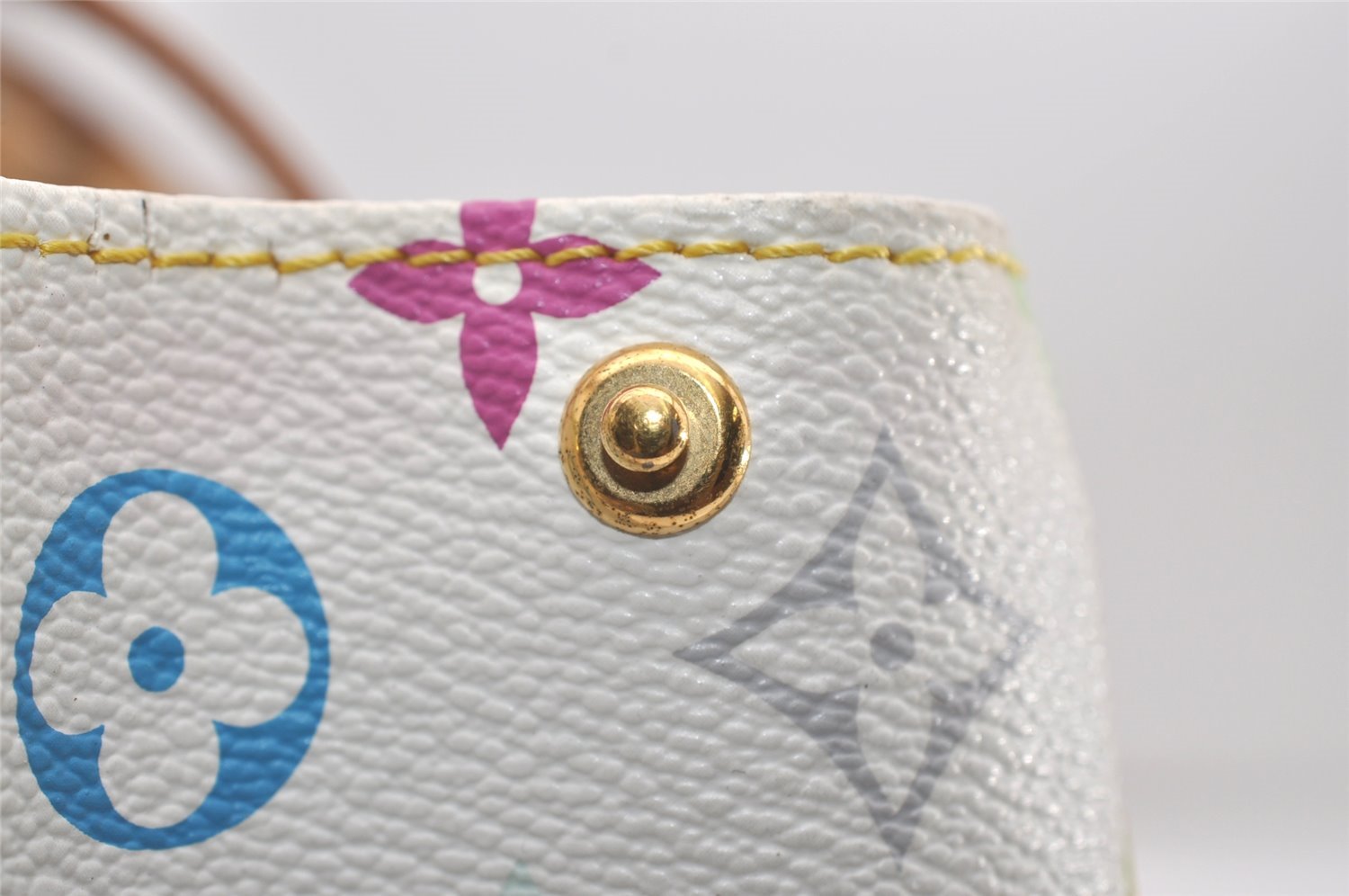 Auth Louis Vuitton Multicolor Aurelia MM White Shoulder Tote Bag M40094 LV 9538I