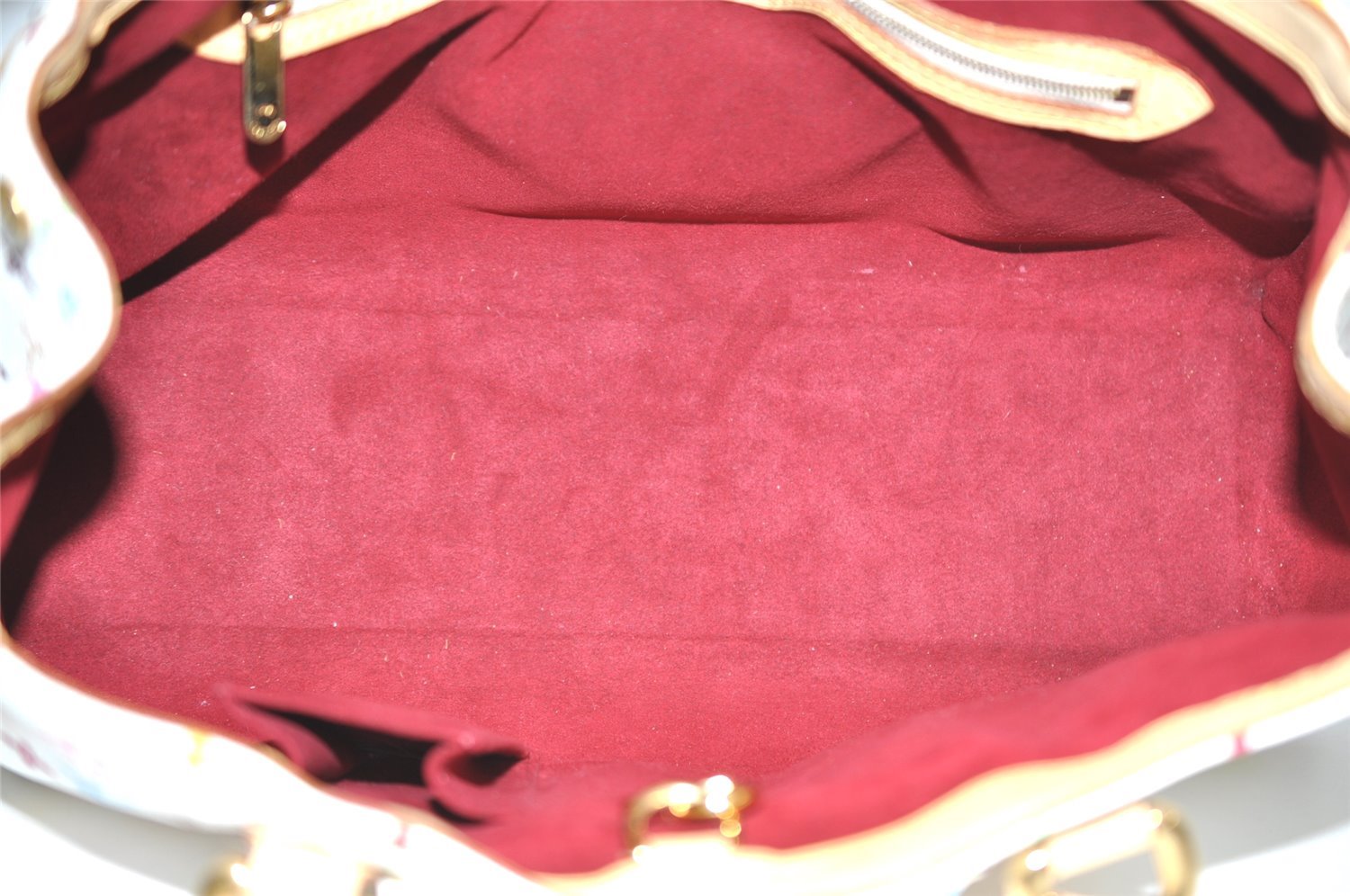 Auth Louis Vuitton Multicolor Aurelia MM White Shoulder Tote Bag M40094 LV 9538I