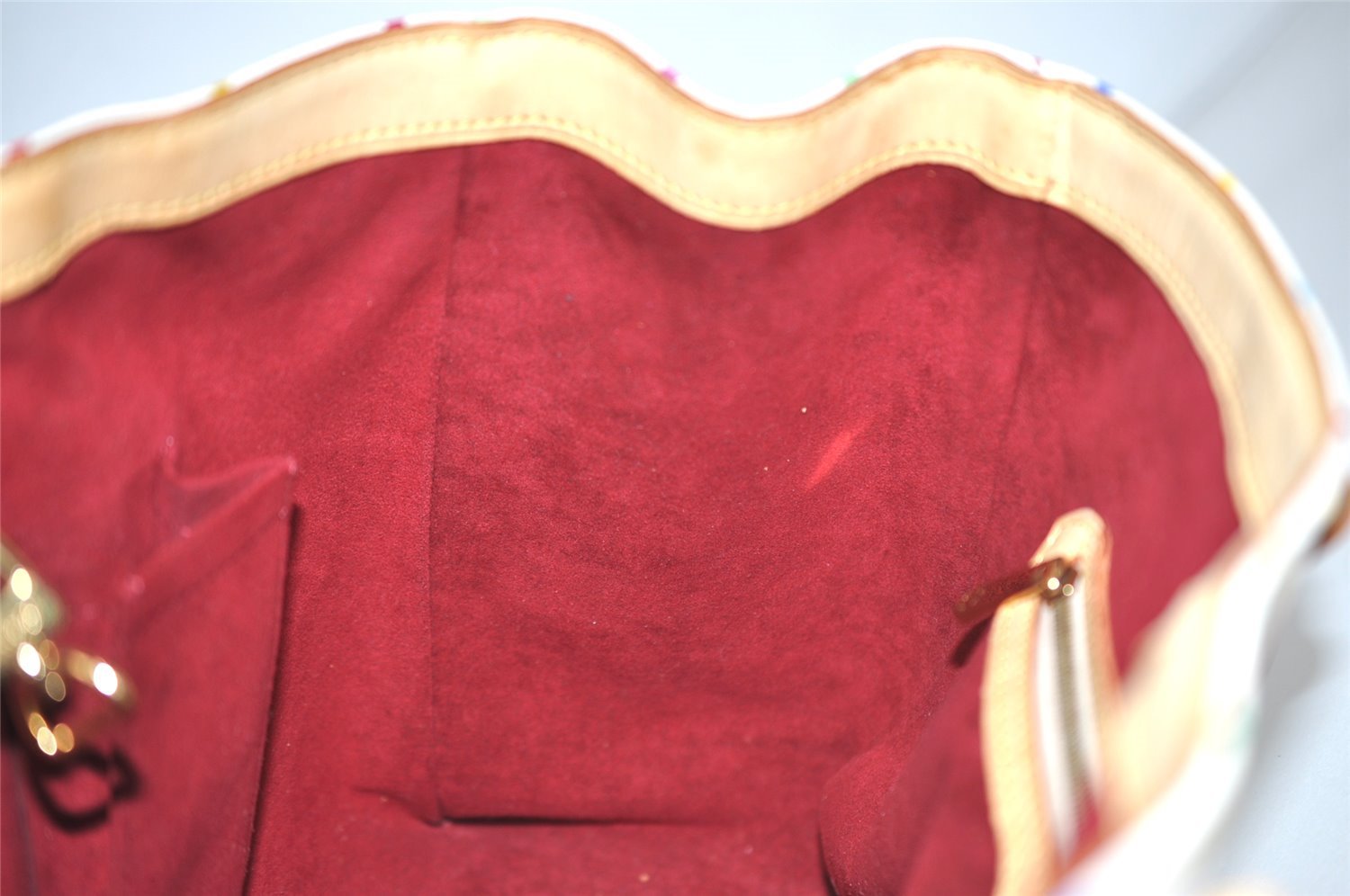 Auth Louis Vuitton Multicolor Aurelia MM White Shoulder Tote Bag M40094 LV 9538I