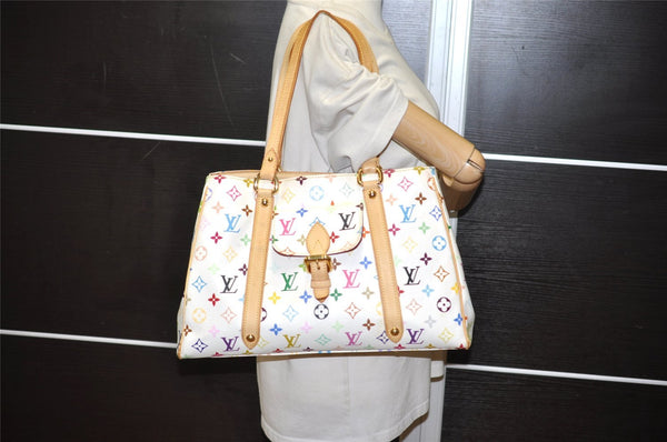 Auth Louis Vuitton Multicolor Aurelia MM White Shoulder Tote Bag M40094 LV 9538I