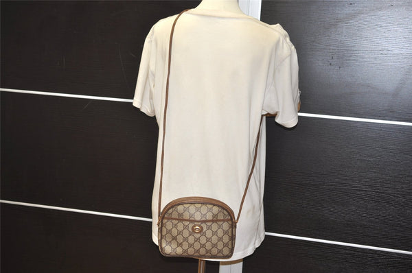 Authentic GUCCI Shoulder Cross Body Bag Purse GG PVC Leather Brown Junk 9538J