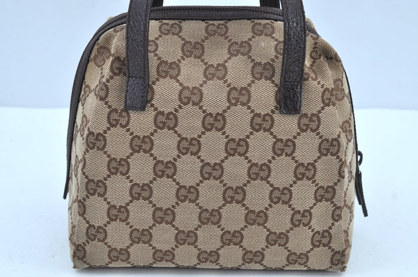 Authentic GUCCI Vintage Hand Bag Purse GG Canvas Leather 124542 Brown 9539H