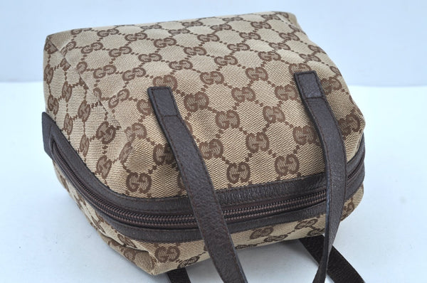 Authentic GUCCI Vintage Hand Bag Purse GG Canvas Leather 124542 Brown 9539H