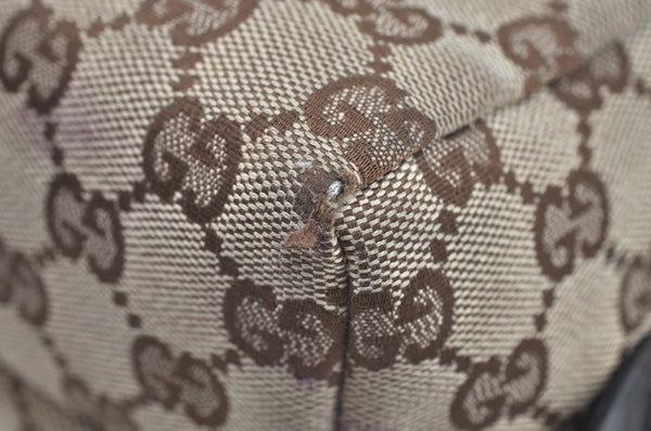 Authentic GUCCI Vintage Hand Bag Purse GG Canvas Leather 124542 Brown 9539H