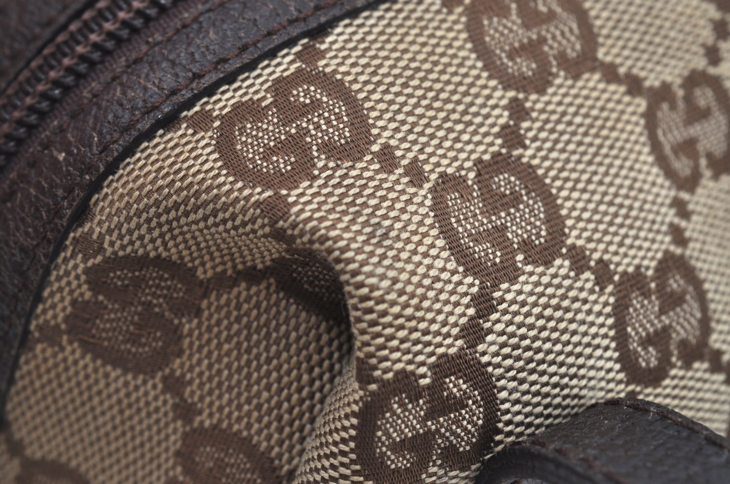 Authentic GUCCI Vintage Hand Bag Purse GG Canvas Leather 124542 Brown 9539H