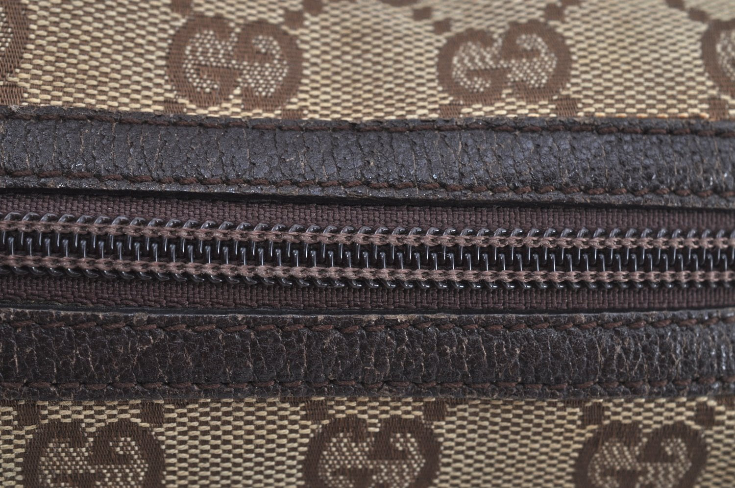 Authentic GUCCI Vintage Hand Bag Purse GG Canvas Leather 124542 Brown 9539H