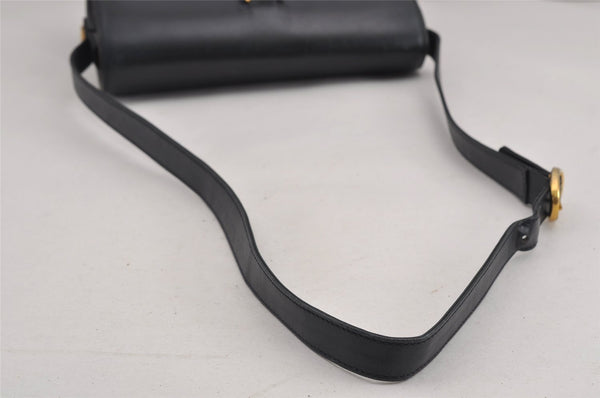 Authentic GUCCI Sherry Line Horsebit Shoulder Bag Purse Leather Navy 9540J