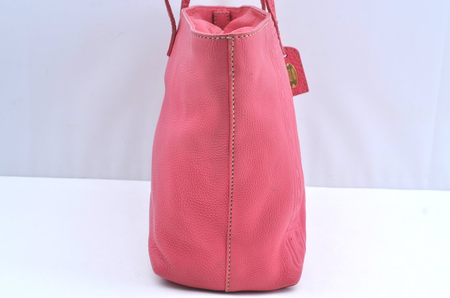 Authentic FENDI Vintage Selleria Shoulder Tote Bag Leather Pink 9541F