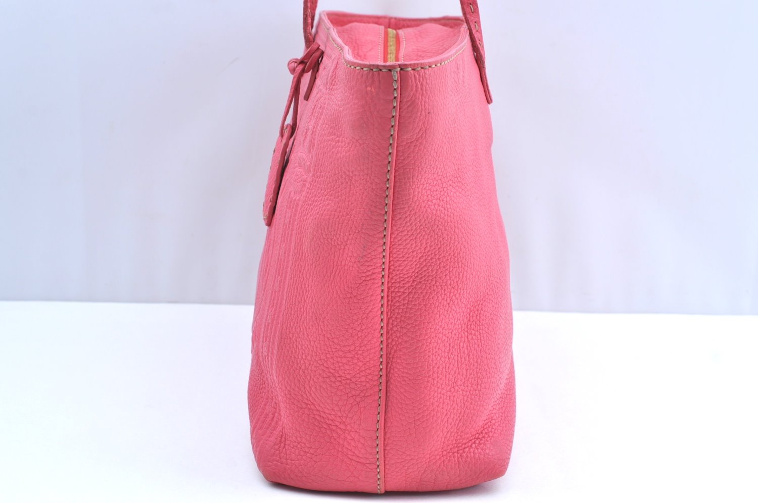 Authentic FENDI Vintage Selleria Shoulder Tote Bag Leather Pink 9541F