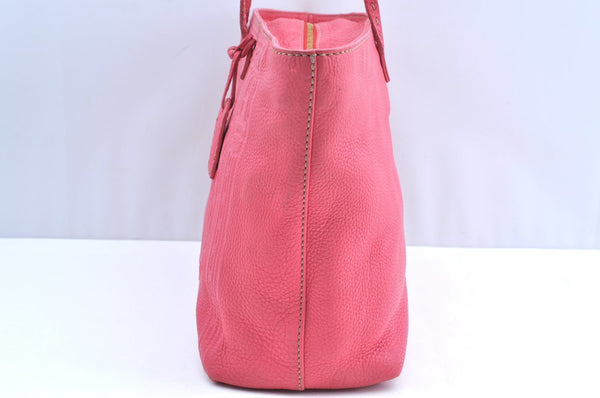 Authentic FENDI Vintage Selleria Shoulder Tote Bag Leather Pink 9541F