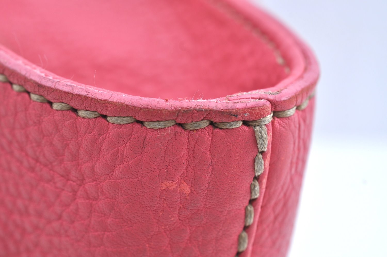 Authentic FENDI Vintage Selleria Shoulder Tote Bag Leather Pink 9541F