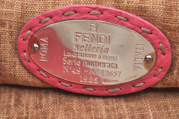 Authentic FENDI Vintage Selleria Shoulder Tote Bag Leather Pink 9541F