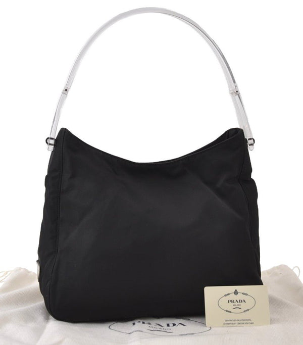 Authentic PRADA TESSUTO PLEX Nylon Plastic Shoulder Bag B8172 Black 9542I