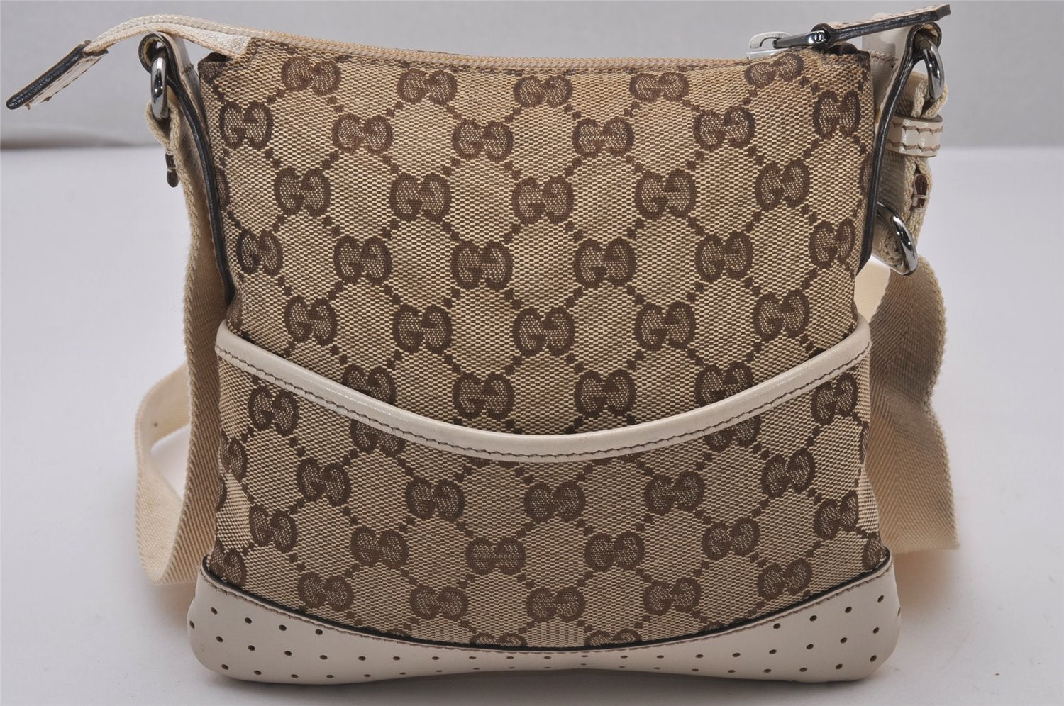 Authentic GUCCI Shoulder Cross Body Bag GG Canvas Leather 147671 Brown 9543I