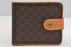 Authentic CELINE Macadam Blason Pattern Bifold Wallet PVC Leather Brown 9545J