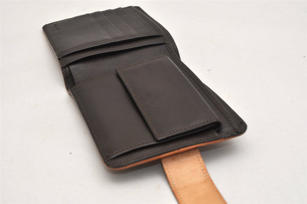 Authentic CELINE Macadam Blason Pattern Bifold Wallet PVC Leather Brown 9545J