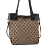 Authentic GUCCI Vintage Shoulder Tote Bag GG Canvas Leather 107757 Brown 9547I