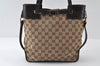 Authentic GUCCI Vintage Shoulder Tote Bag GG Canvas Leather 107757 Brown 9547I