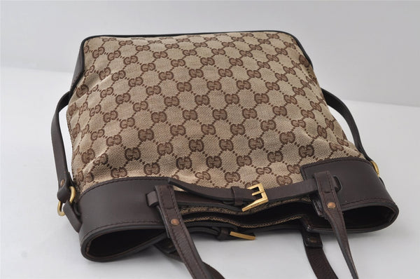 Authentic GUCCI Vintage Shoulder Tote Bag GG Canvas Leather 107757 Brown 9547I