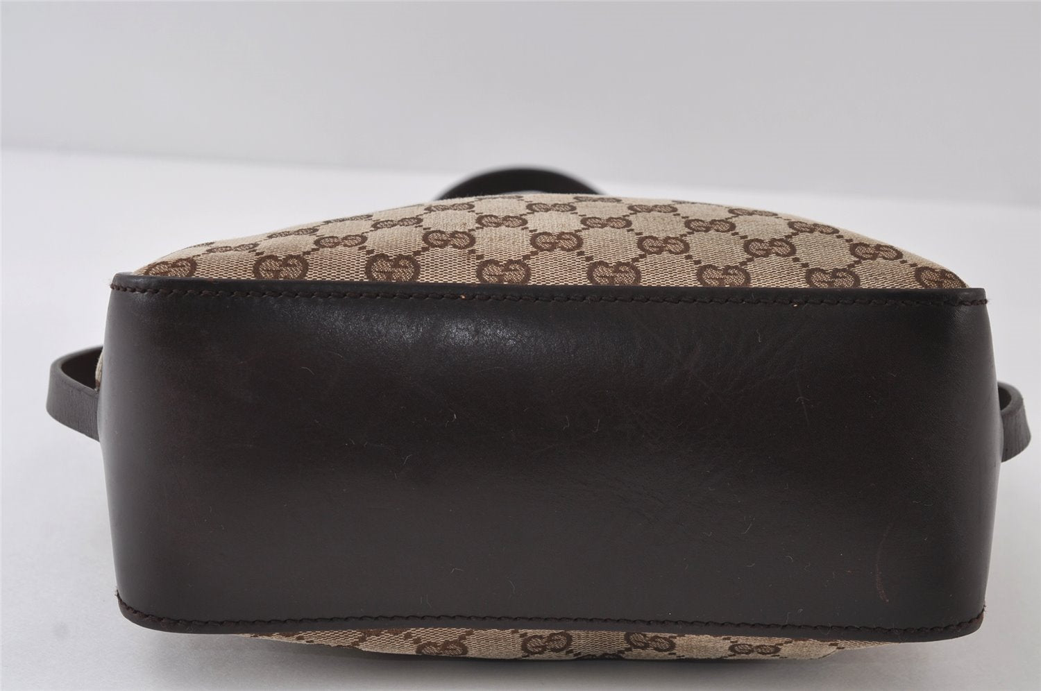 Authentic GUCCI Vintage Shoulder Tote Bag GG Canvas Leather 107757 Brown 9547I