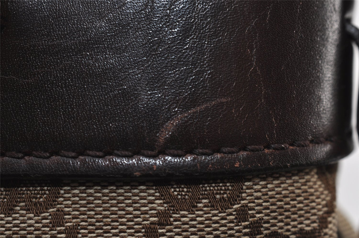 Authentic GUCCI Vintage Shoulder Tote Bag GG Canvas Leather 107757 Brown 9547I