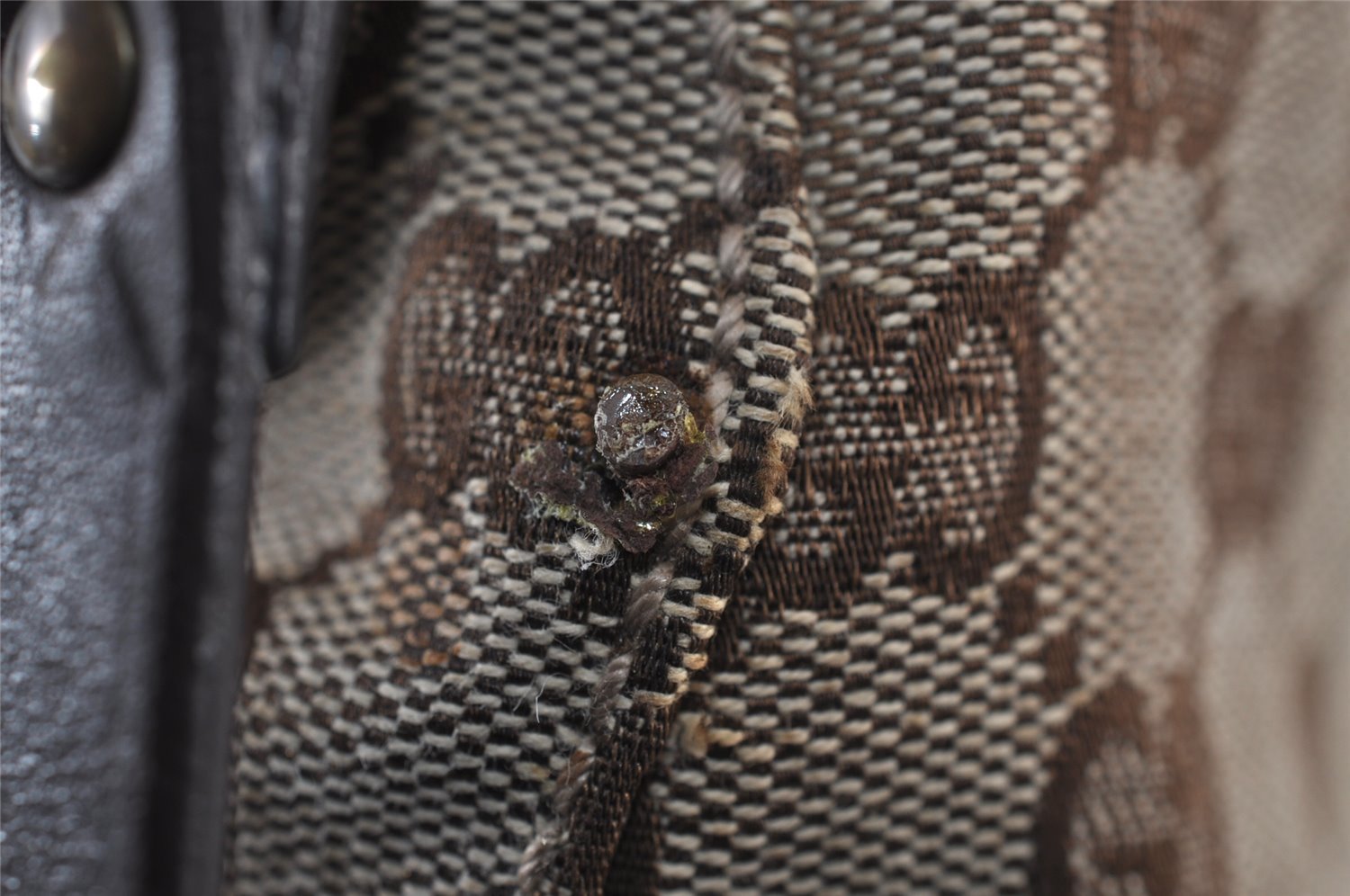 Authentic GUCCI Vintage Shoulder Tote Bag GG Canvas Leather 107757 Brown 9547I