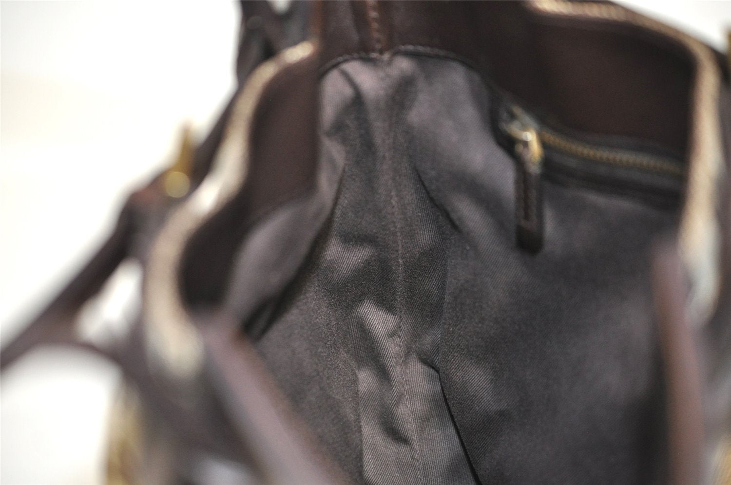 Authentic GUCCI Vintage Shoulder Tote Bag GG Canvas Leather 107757 Brown 9547I