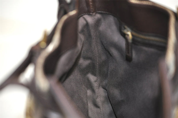 Authentic GUCCI Vintage Shoulder Tote Bag GG Canvas Leather 107757 Brown 9547I