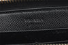 Authentic PRADA Flower Pattern Saffiano Leather Long Wallet Purse Black 9549I