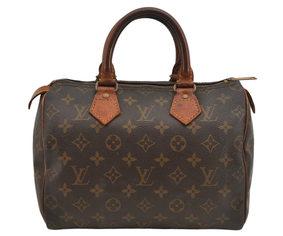 Authentic Louis Vuitton Monogram Speedy 25 Boston Hand Bag M41528 LV 9549J