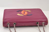 Authentic CHANEL Lipstick Enamel Leather CoCo Mark Shoulder Bag Purple 9550I